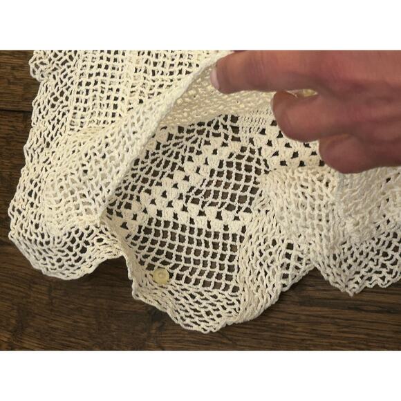 Crochet White Throw Pillow Case Cover Decorative Handmade Vintage 14" x 14" knit - Picture 2 of 9